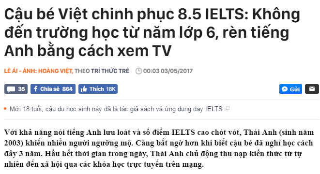 Về chuyện "Cậu bé Việt chinh phục 8.5 IELTS: Không đến trường học từ năm lớp 6, rèn tiếng Anh bằng cách xem TV"